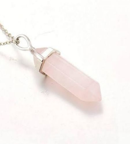 रोज क्वार्ट्ज डबल पॉइंट पेंडेंट