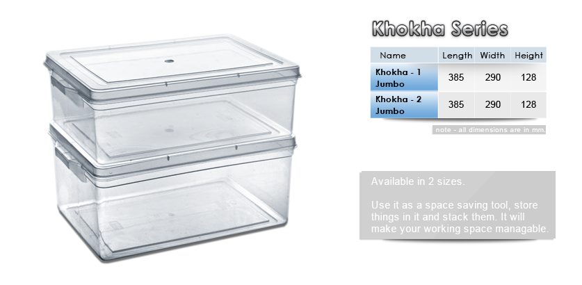 Plastic Storage Boxes Khokha Series Jumbo Storing Capacity