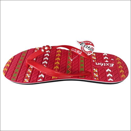 Blue Ladies Printed Flat Slipper