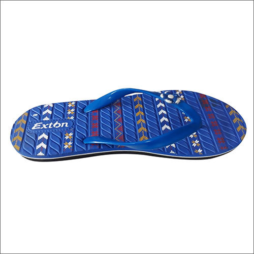 Blue Ladies Printed Flat Slipper