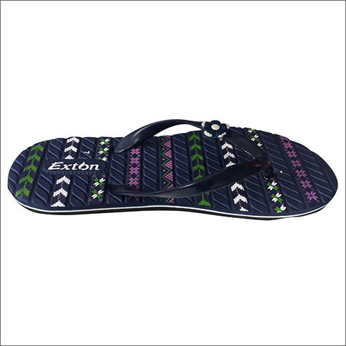 Blue Ladies Printed Flat Slipper