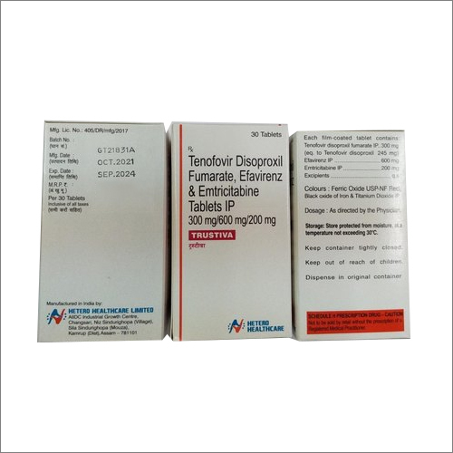  टेनोफोवीर डिसोप्रोक्सिल फ्यूमरेट 300Mg Efavienz 600Mg और एम्ट्रिसिटाबाइन टैबलेट Ip 200Mg विशिष्ट दवा