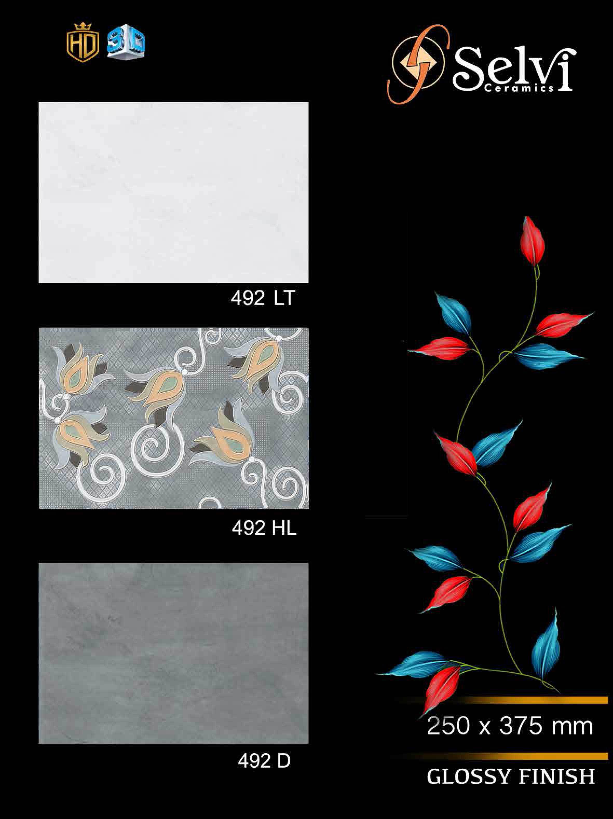 Glossy Series 9 - 12x18 Inches, Thickness 6-8mm | Acid Proof, Waterproof Digital Wall Tiles For Bathroom, Kitchen, Front Elevation