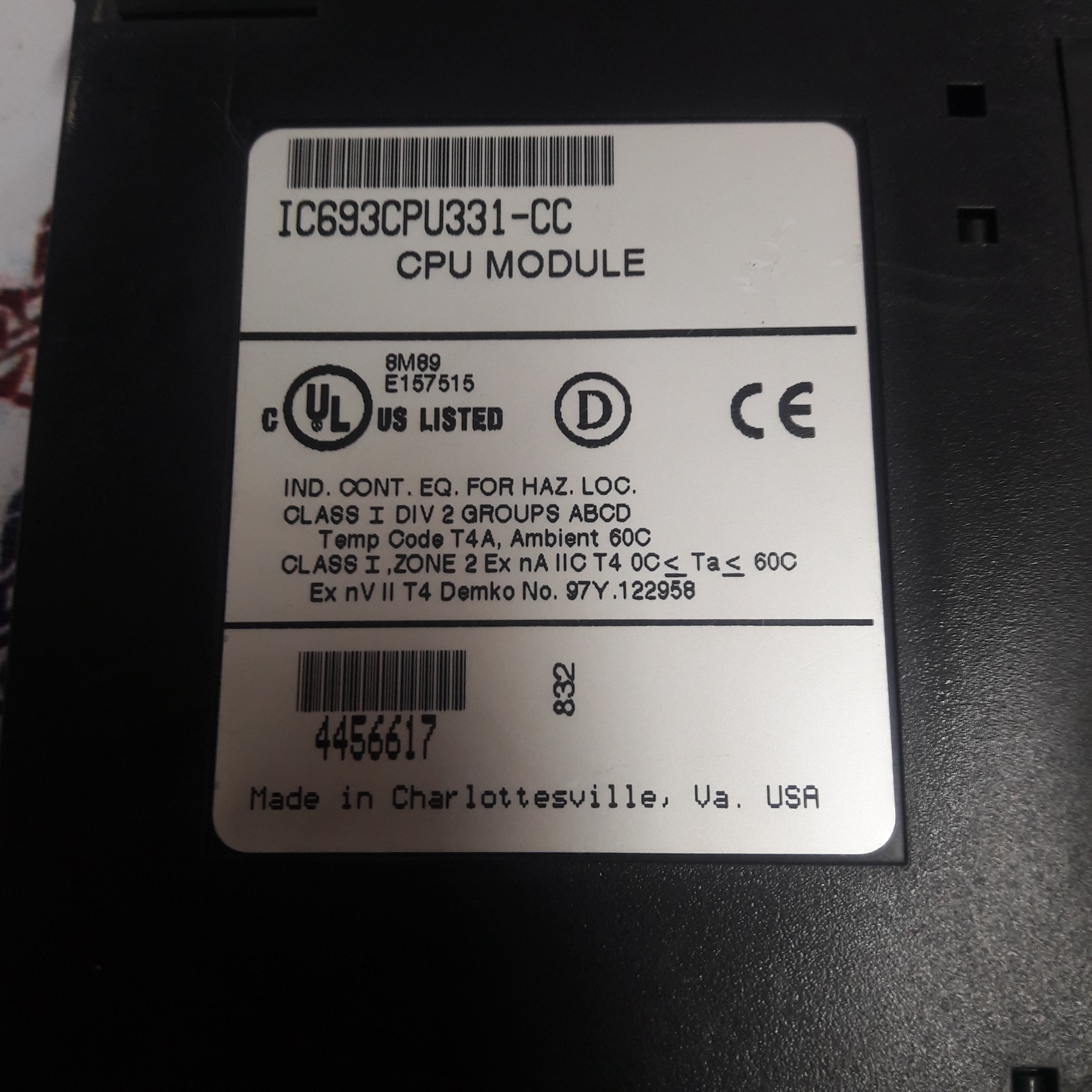 Ge Fanuc Ic693cpu331-cc