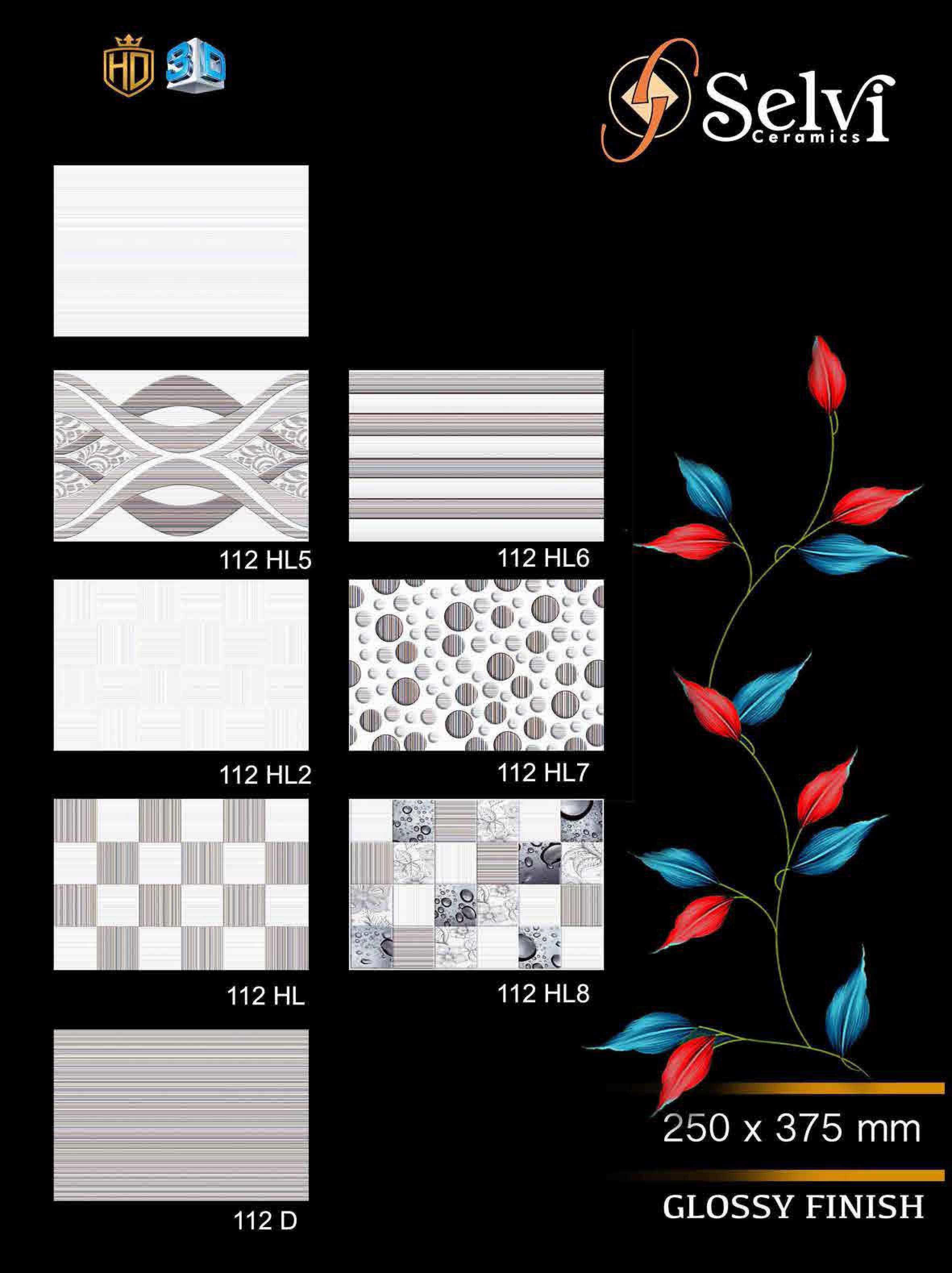 Glossy Series 11 - Ceramic Wall Tiles 12x18, Multicolor, Waterproof & Acid Proof | Ideal For Bathroom, Kitchen, Front Elevation, Vitrified Technique