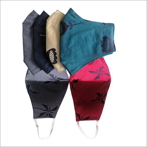 Flat Type Printed Design Fabric Cotton Masks