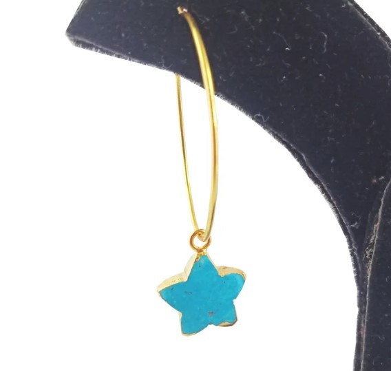 Asscher Hoop Earrings Star Gold Electroplated Gemstone Earring Gift For Her