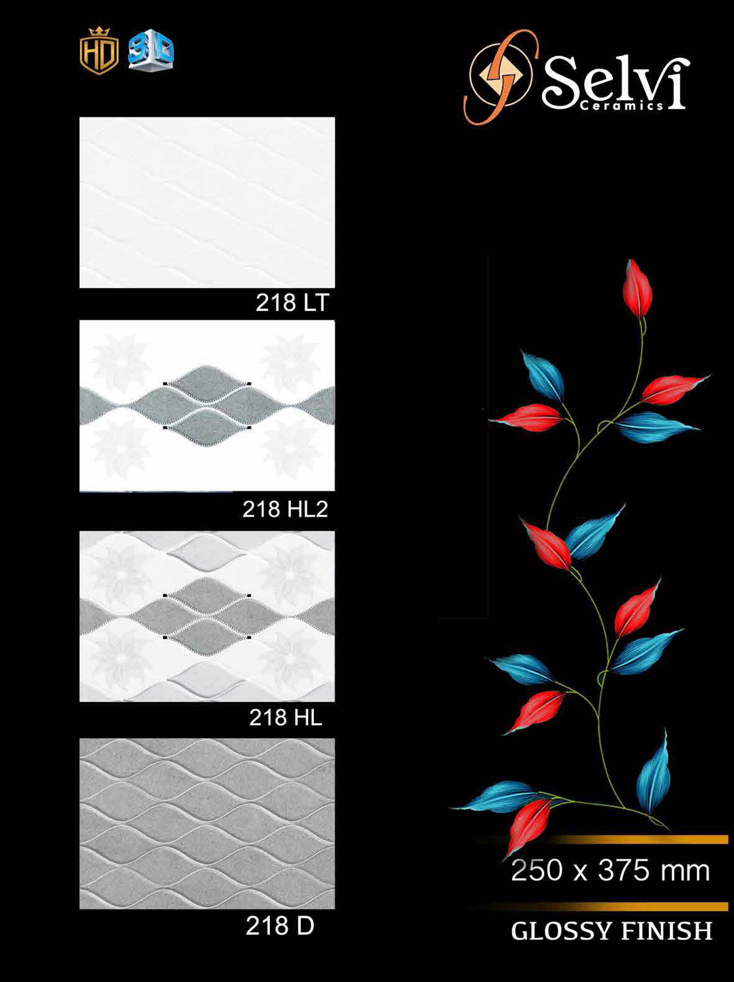Glossy Series 13 - Ceramic Wall Tiles 12x18, Multicolor | Acid Proof, Waterproof, Vitrified Technique, 6-8mm Thickness, Flatness 7-8