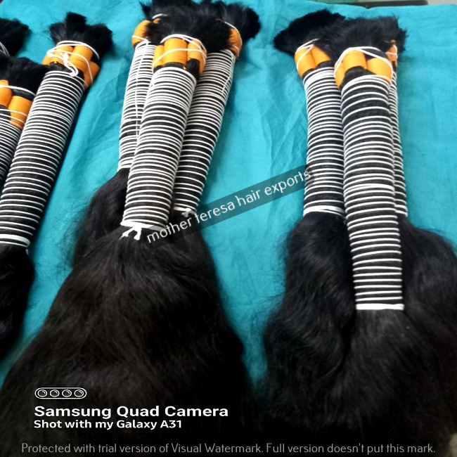 Tangle Free High Quality Indian Bulk Virgin Human Hair Extensions - Color: Natural Brown