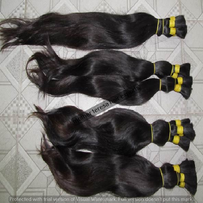 Tangle Free High Quality Indian Bulk Virgin Human Hair Extensions - Color: Natural Brown