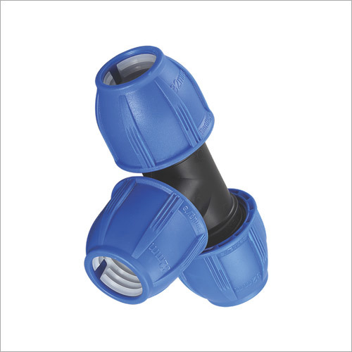 Pp Compression Equal Tee - Pp Material, Size 32 Mm | Black & Blue Color, Active Sealing System, Easy Installation For Metal & Pvc Pipes