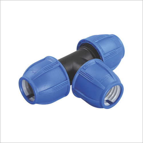 Pp Compression Equal Tee - Pp Material, Size 32 Mm | Black & Blue Color, Active Sealing System, Easy Installation For Metal & Pvc Pipes