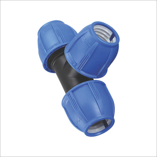 Pp Compression Equal Tee - Pp Material, Size 32 Mm | Black & Blue Color, Active Sealing System, Easy Installation For Metal & Pvc Pipes