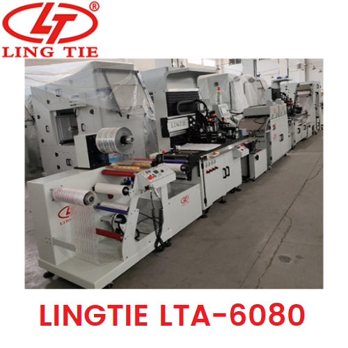 Lingtie Lta - 6080 Two Color Adhesive Label Roll To Roll Screen Printing Machine