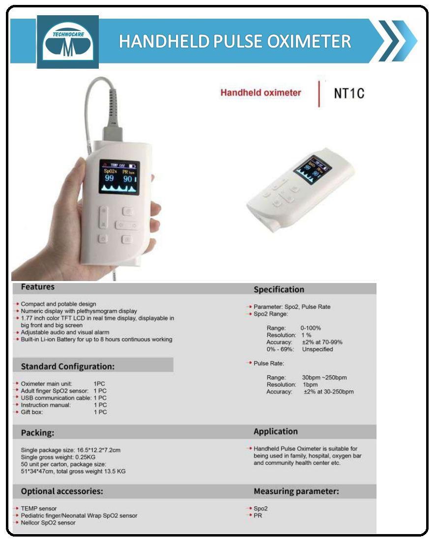Handheld Pulse Oximeter Nt 1c Color Code: White