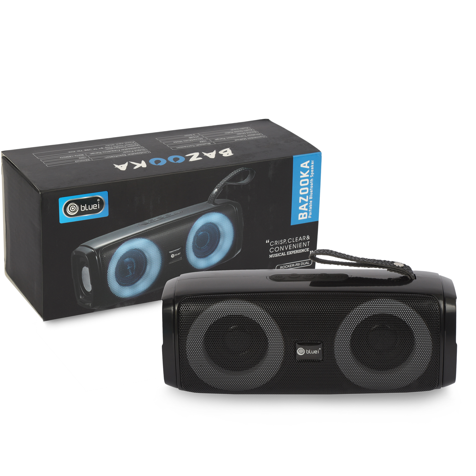 Bluei Rocker R9 Bazooka 10w Power Output Multi Connectivity Wireless Portable Bluetooth Speaker With Rgb Lights