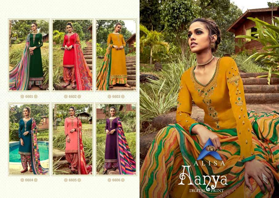 Silk Salwar Suits - Pure Modal Silk With Digital Print Top, Superior Cotton Satin Bottom, Pure Chinon Chiffon Dupatta | Exquisite Handwork Design