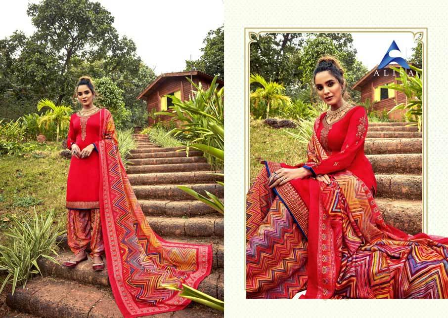 Silk Salwar Suits - Pure Modal Silk With Digital Print Top, Superior Cotton Satin Bottom, Pure Chinon Chiffon Dupatta | Exquisite Handwork Design