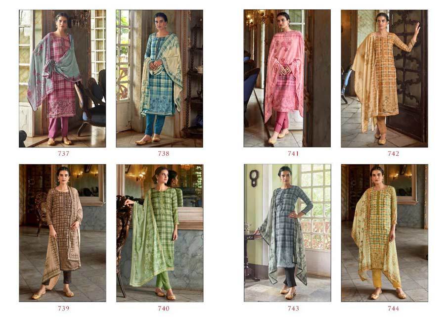 Silk Salwar Suits - Pure Modal Silk With Digital Print Top, Superior Cotton Satin Bottom, Pure Chinon Chiffon Dupatta | Exquisite Handwork Design