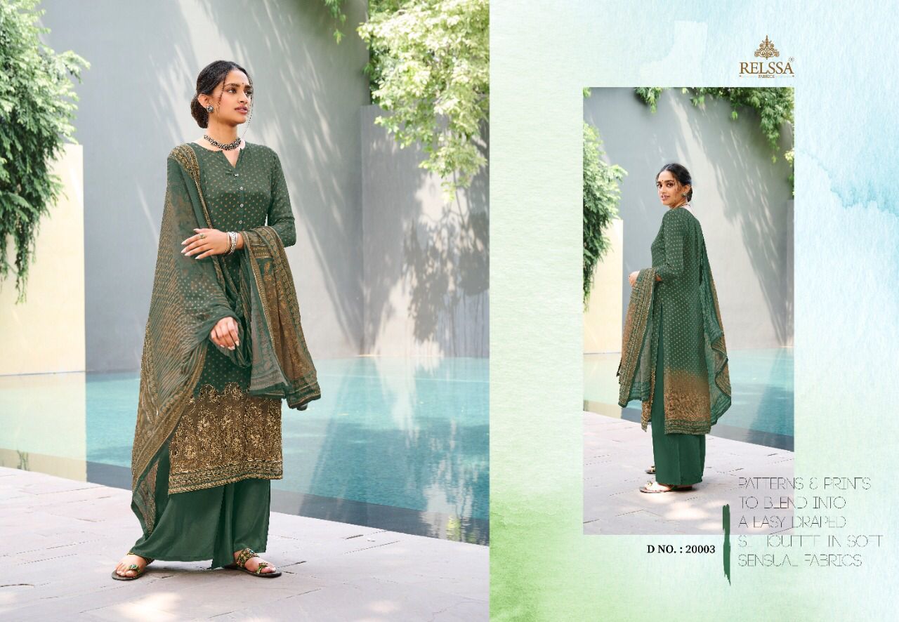 Silk Salwar Suits - Pure Modal Silk With Digital Print Top, Superior Cotton Satin Bottom, Pure Chinon Chiffon Dupatta | Exquisite Handwork Design