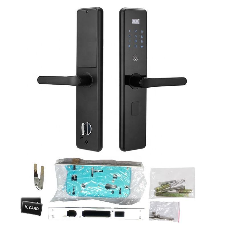Fingerprint Door Lock - Stainless Steel, Mortise Handle, Matte Black | Multiple Unlock Methods: Fingerprint, Passcode, Bluetooth App, Rfid Card, Emergency Key, Alarm Functions