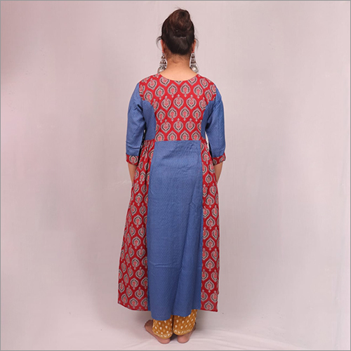 Cotton Ladies Gown Kurti With Hand Work