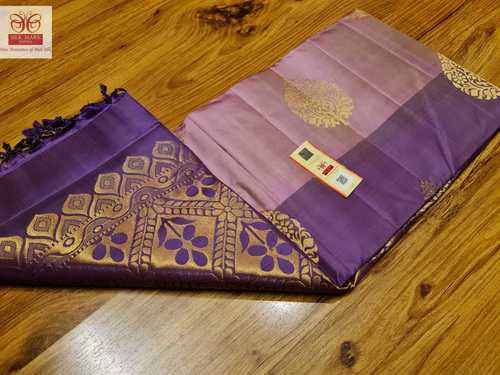 आर्ट सिल्क प्योर कांजीवरम हाथ से बुना हुआ टर्निंग बॉर्डर के साथ