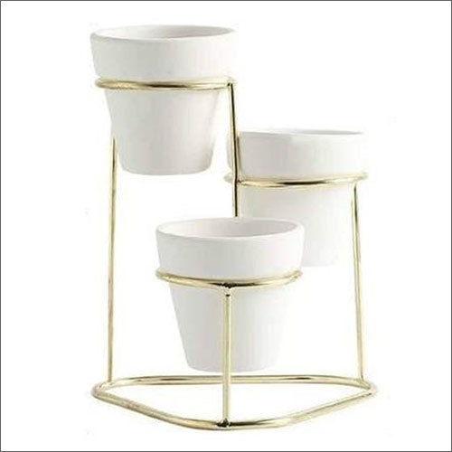 स्टैंड के साथ सिरेमिक 21x25x25 सेमी व्हाइट प्लांटर्स