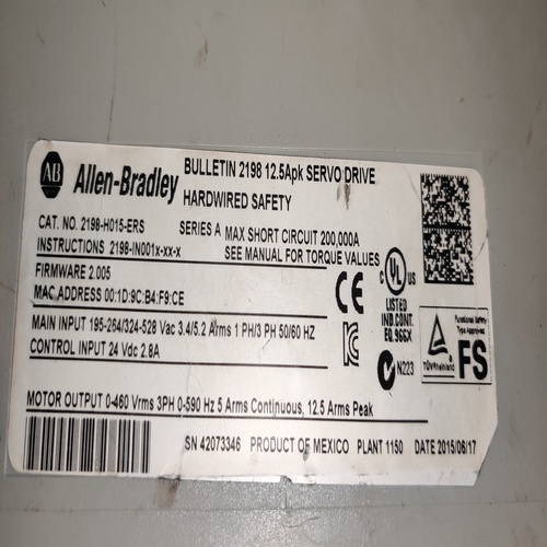 Allen Bradley 2198-h015-ers Kinetix 5500 Servo Drive