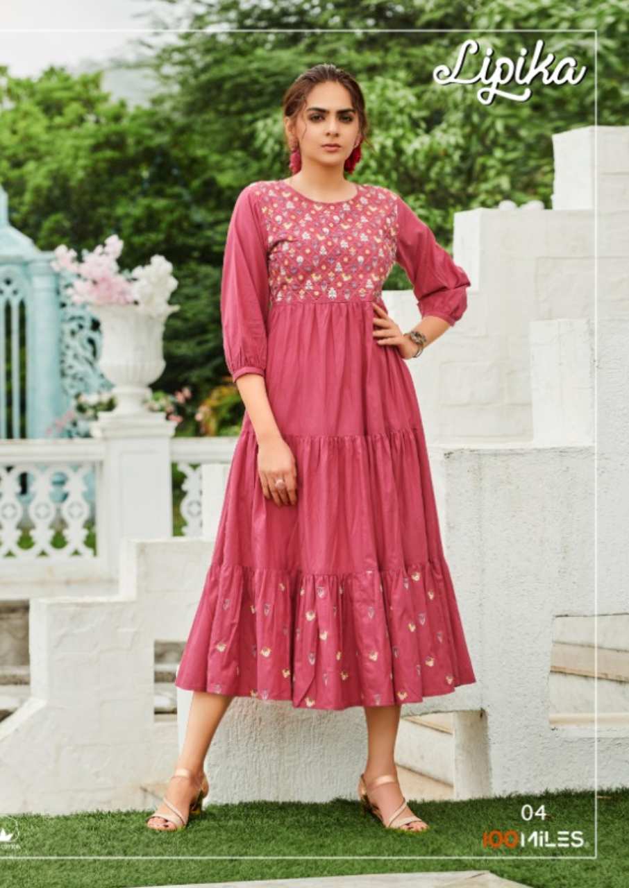 Lipika Giza Cotton Long Flair Kurti - 49-50 Inch Length, Sequined Bandhani Print | 3-4th Sleeve, Casual Wear, Washable, Customizable Sizes M To 2xl, Available With Matching Dupatta