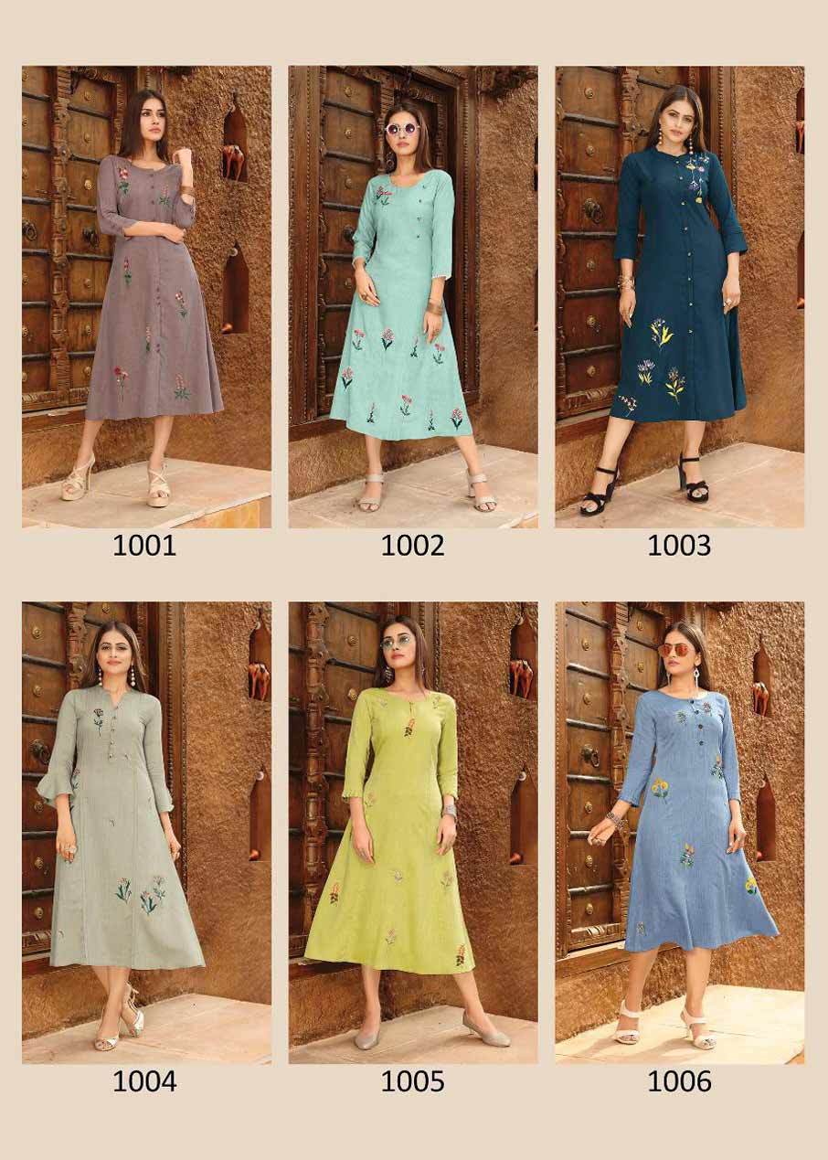 Flavour Gloory Rayon Kurti - Rayon Viscose With Embroidery Work, M(38)-3xl(46) Sizes, Casual & Formal Style, Machine Washable, Ideal For All Seasons