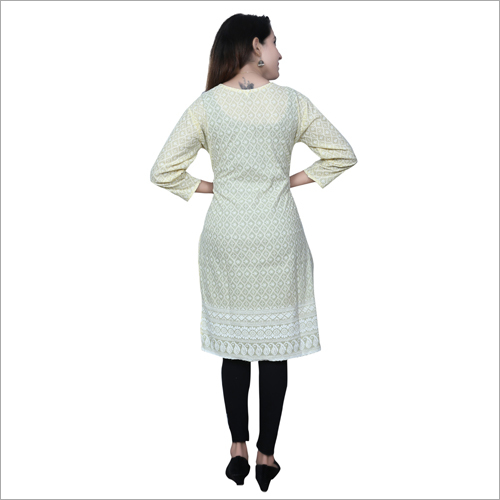 Cool Dry Yellow Chikan Kurti