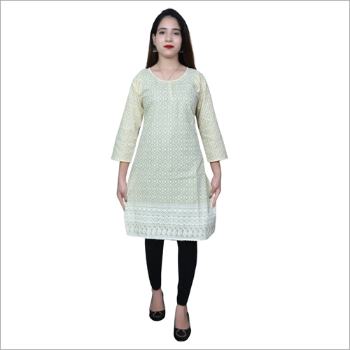 Cool Dry Yellow Chikan Kurti