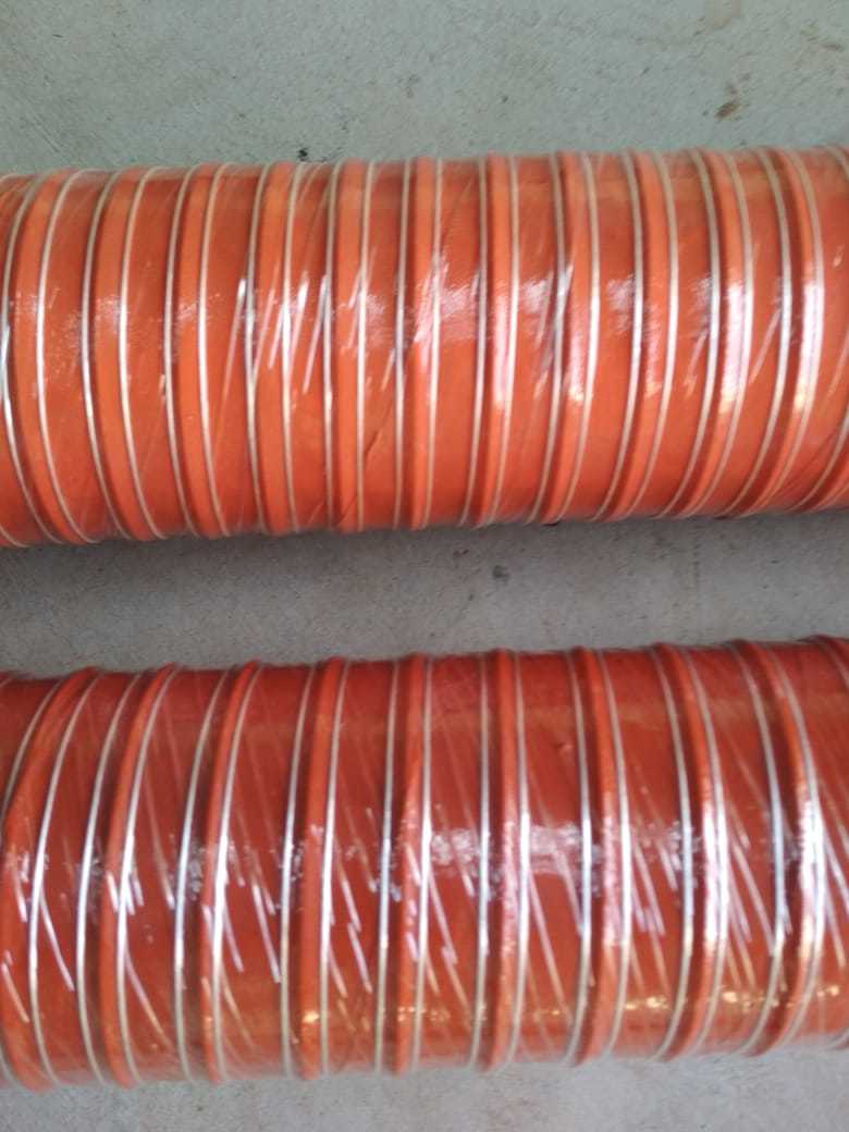 High Temperature Silicone Hose - 25 Mm To 300 Mm Dia X 4 To 6 Mtrs Length, Brick Red, Two Ply Silicone Coating With Embedded Steel Wire Helix For Exhaust Applications