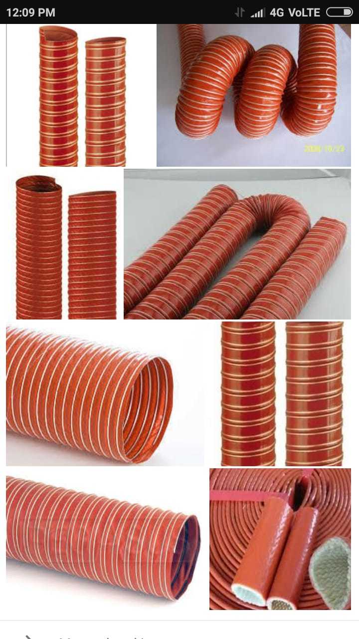 High Temperature Silicone Hose - 25 Mm To 300 Mm Dia X 4 To 6 Mtrs Length, Brick Red, Two Ply Silicone Coating With Embedded Steel Wire Helix For Exhaust Applications