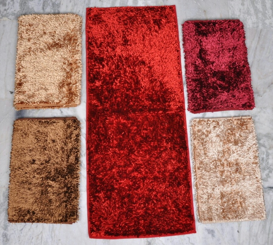 Silk Bed Side Carpet - Rectangle | Modern Design, Washable, Corrosion-resistant, Canvas Latex Back