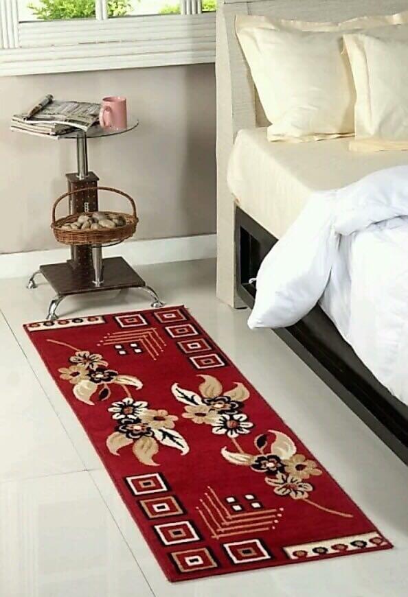 Silk Bed Side Carpet - Rectangle | Modern Design, Washable, Corrosion-resistant, Canvas Latex Back