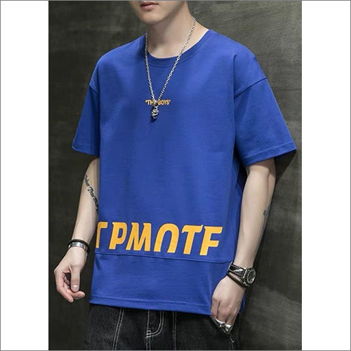 Men's Blue Cotton T-Shirt - O-Neck, Short Sleeve, Printed Design | Lightweight, Tear-Resistant, Alluring Finish