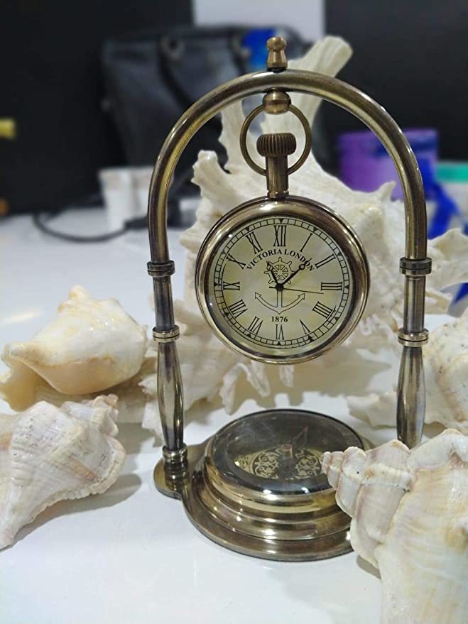 Victoria London Antique Pocket Watch Dealers Vintage Brass Desk