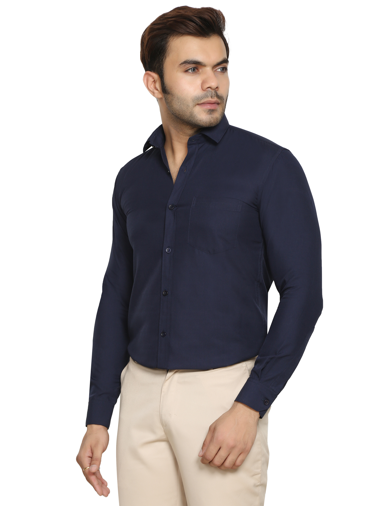 Men's Fancy Striped Shirt - Twill Fabric, Size L/xl/m, Navy Blue | Anti-wrinkle, Breathable, Quick Dry, Cool Dry, Plus Size Options
