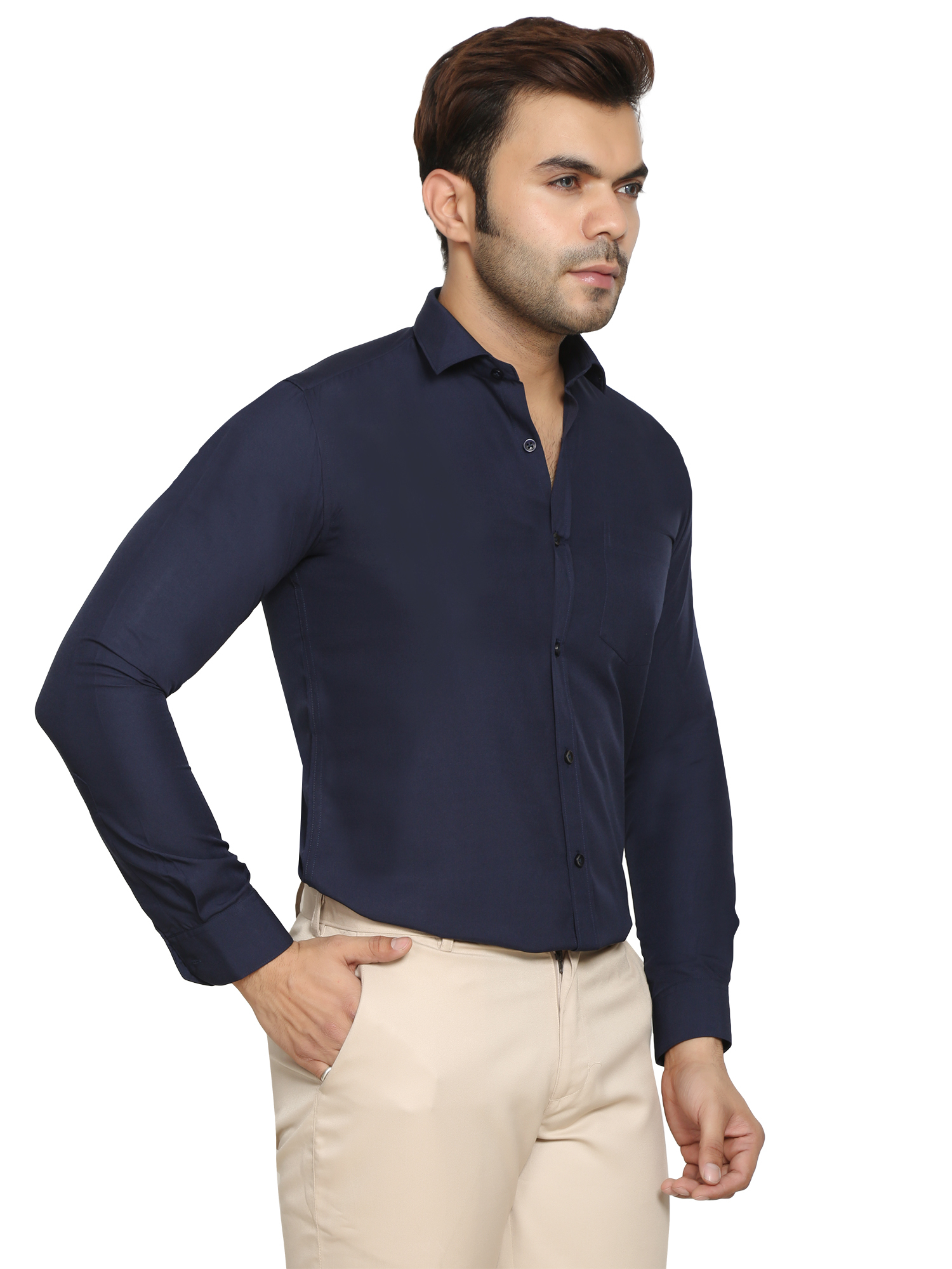 Men's Fancy Striped Shirt - Twill Fabric, Size L/xl/m, Navy Blue | Anti-wrinkle, Breathable, Quick Dry, Cool Dry, Plus Size Options