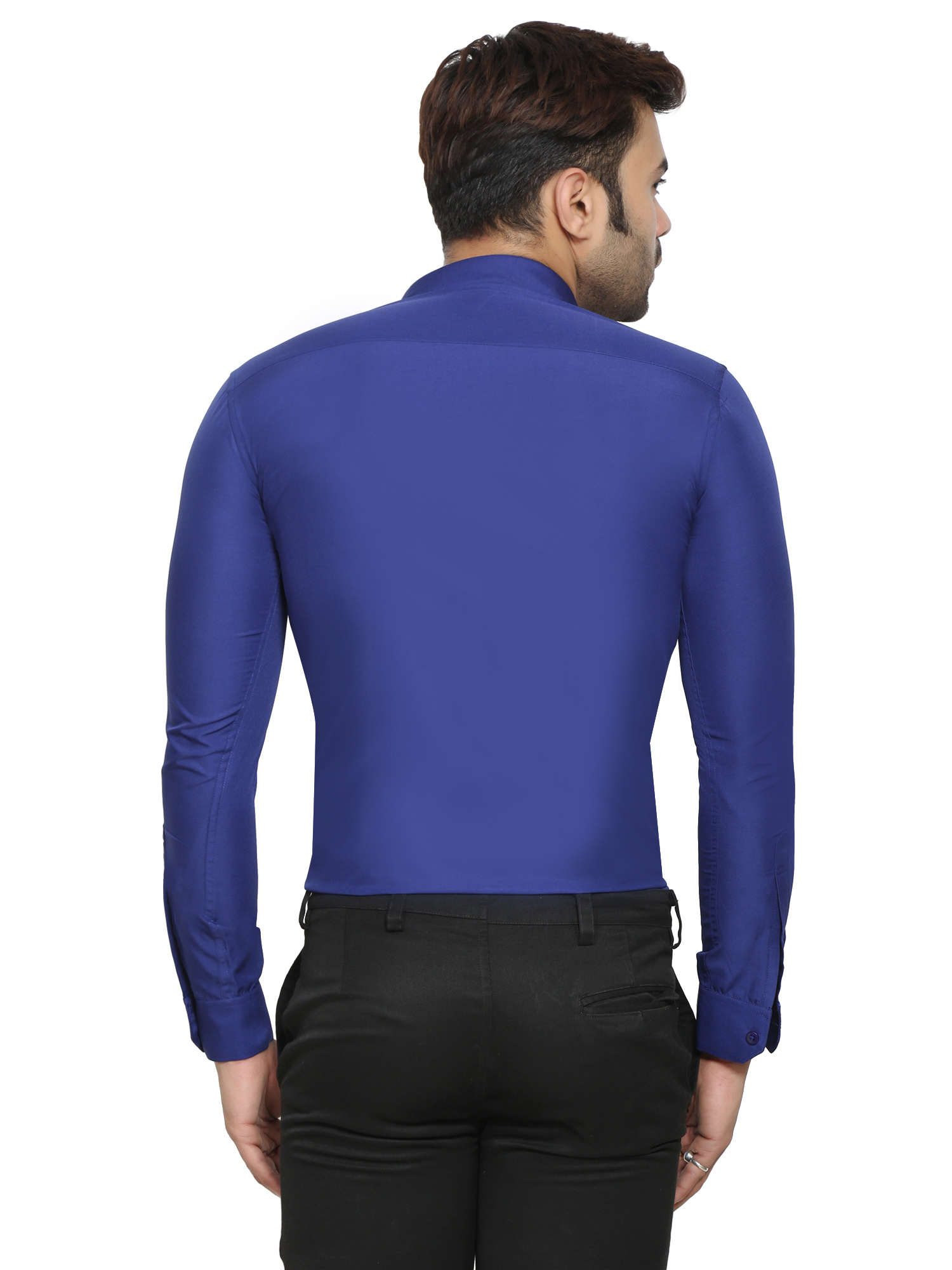 Men's Formal Shirt - Cotton Polyester Blend, Royal Blue, Plus Size Options | Anti-wrinkle, Breathable, Cool Dry, Quick Dry, Washable, Free Mask Included