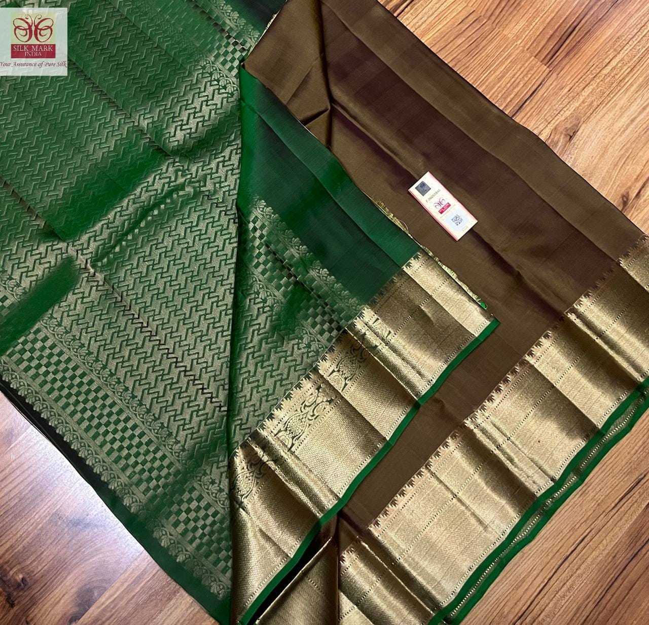 Green Pure Kanchipuram Soft Silk With Tissuse Border