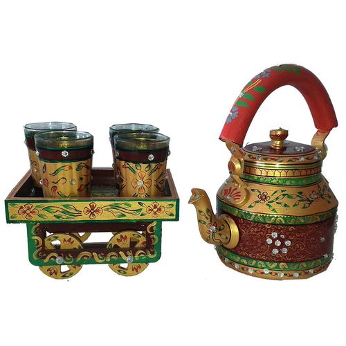 Handpainted Kettle Thela Cart Set