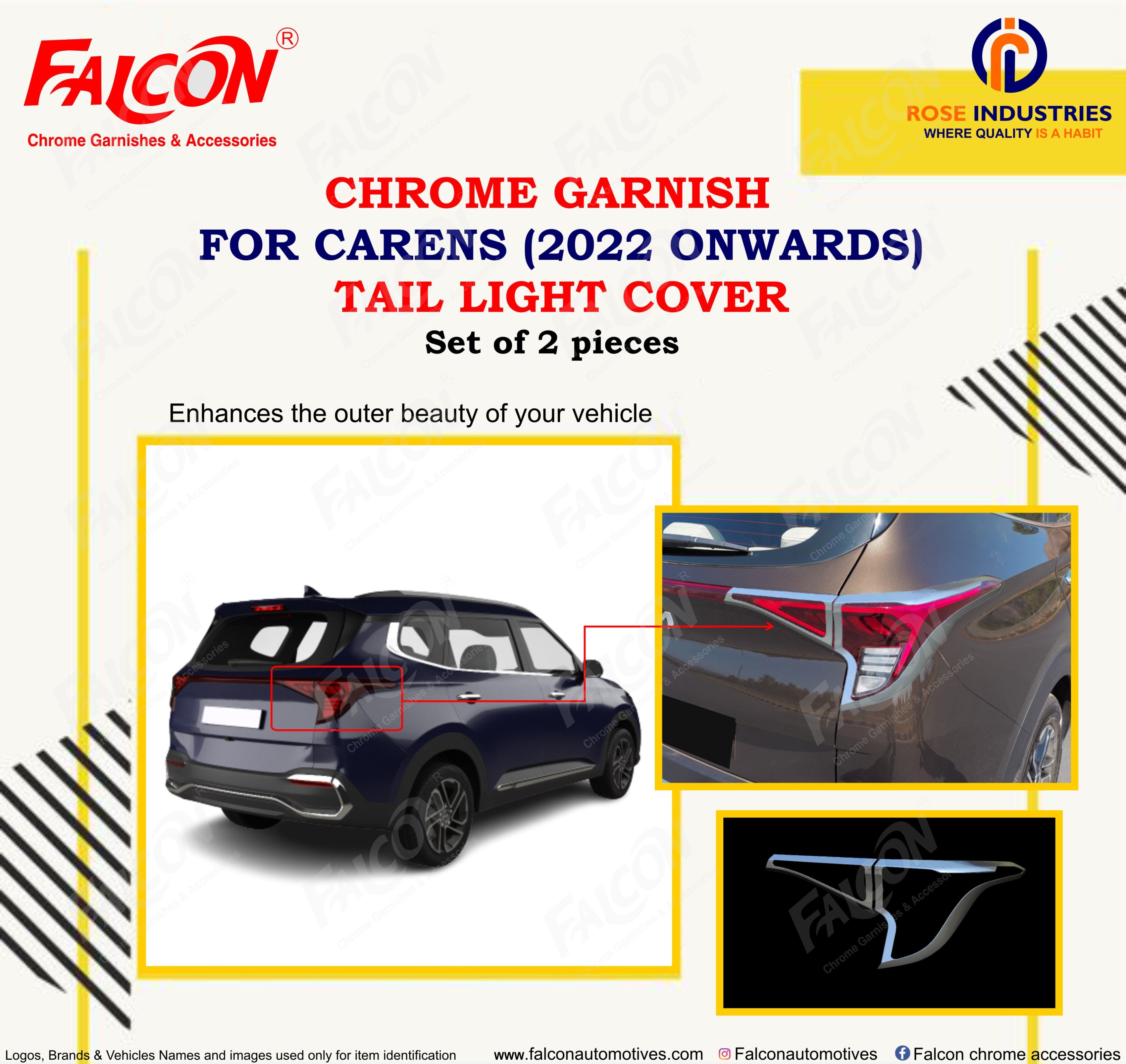 Carens Chrome Accessories - High-grade Chrome Finish | Durable Design, Sleek Aesthetic, Custom Fit For Enhanced Vehicle Style