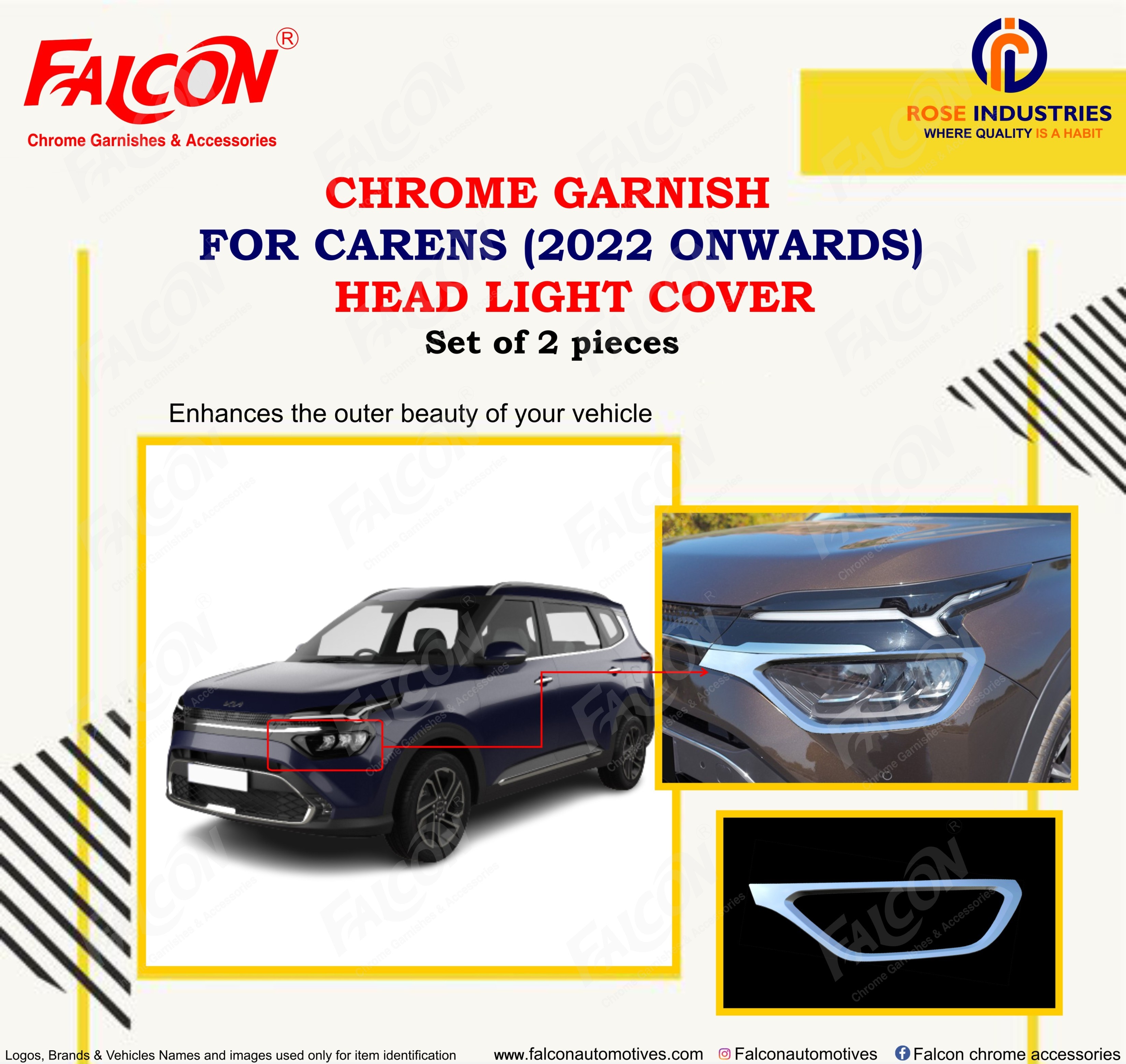 Carens Chrome Accessories - High-grade Chrome Finish | Durable Design, Sleek Aesthetic, Custom Fit For Enhanced Vehicle Style