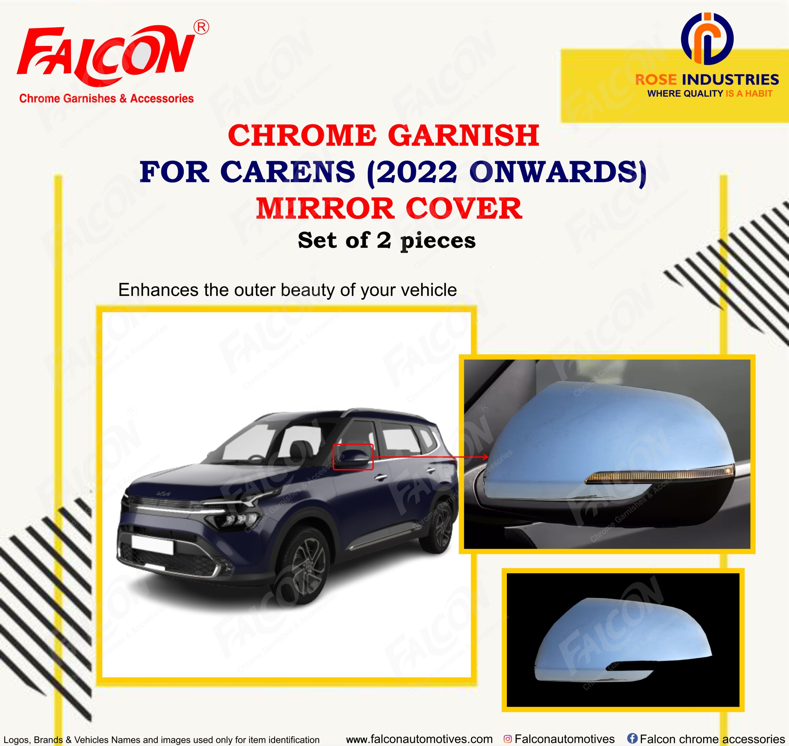 Carens Chrome Accessories - High-grade Chrome Finish | Durable Design, Sleek Aesthetic, Custom Fit For Enhanced Vehicle Style