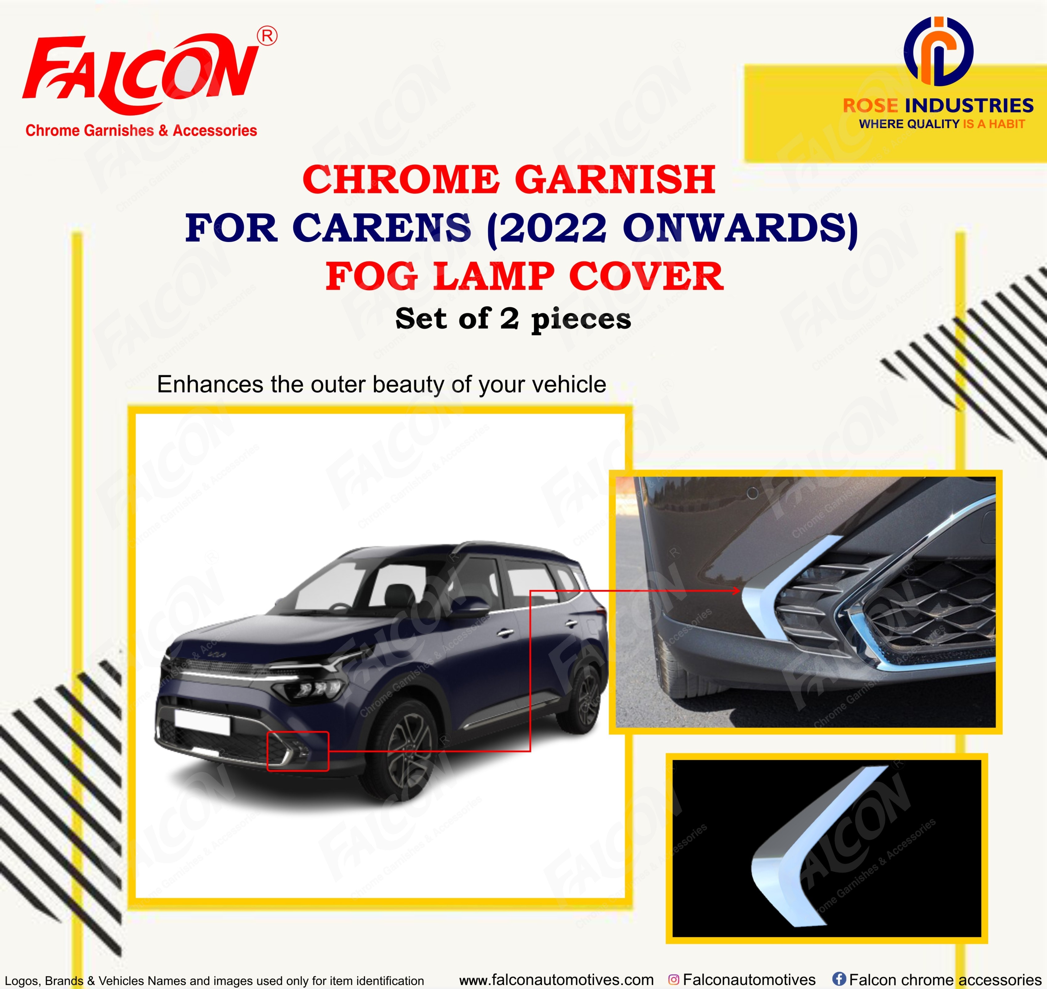 Carens Chrome Accessories - High-grade Chrome Finish | Durable Design, Sleek Aesthetic, Custom Fit For Enhanced Vehicle Style