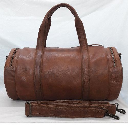 Brown Leather Travel Bag / Weelender Nt - 909