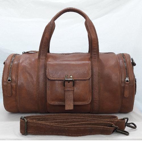Brown Leather Travel Bag / Weelender Nt - 909